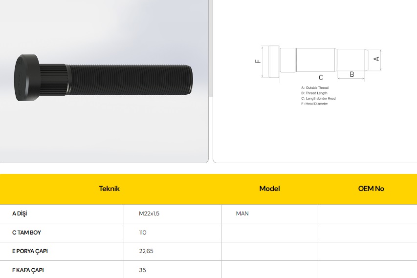 BİJON MAN TGA ARKA FREZELİ  110 MM
